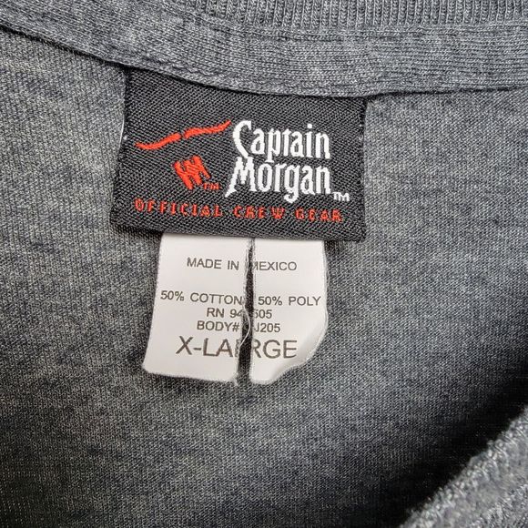 Captain Morgan Official Crew Gear Graphic Tee Dark Grey Short Sleeve - Size XL - Picture 4 of 4